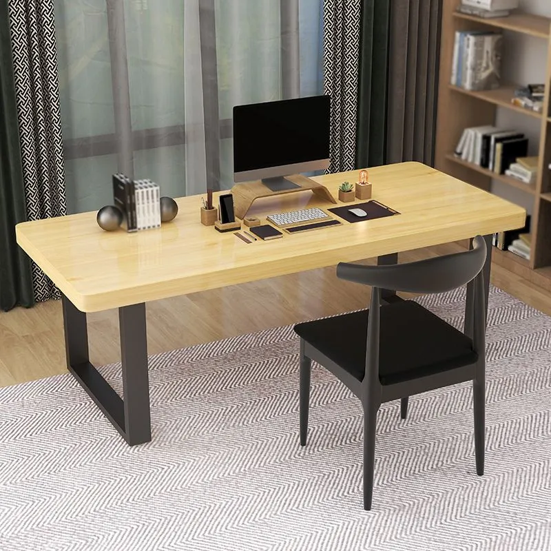 Bureau d'écriture rectangulaire industriel, bureau en bois massif avec base luge Clearhalo