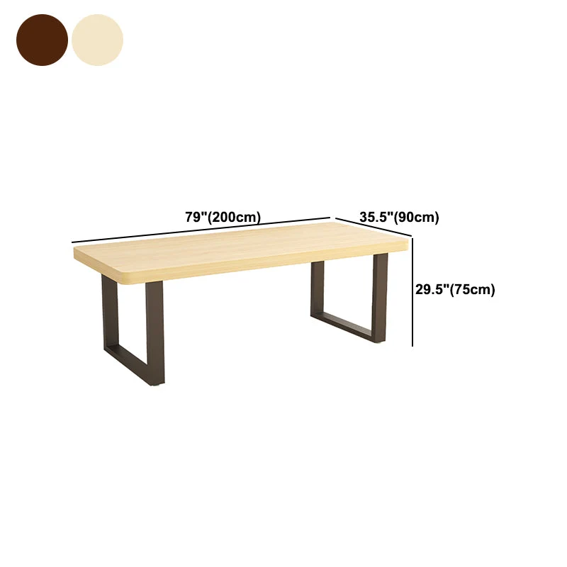 Bureau d'écriture rectangulaire industriel, bureau en bois massif avec base luge Clearhalo