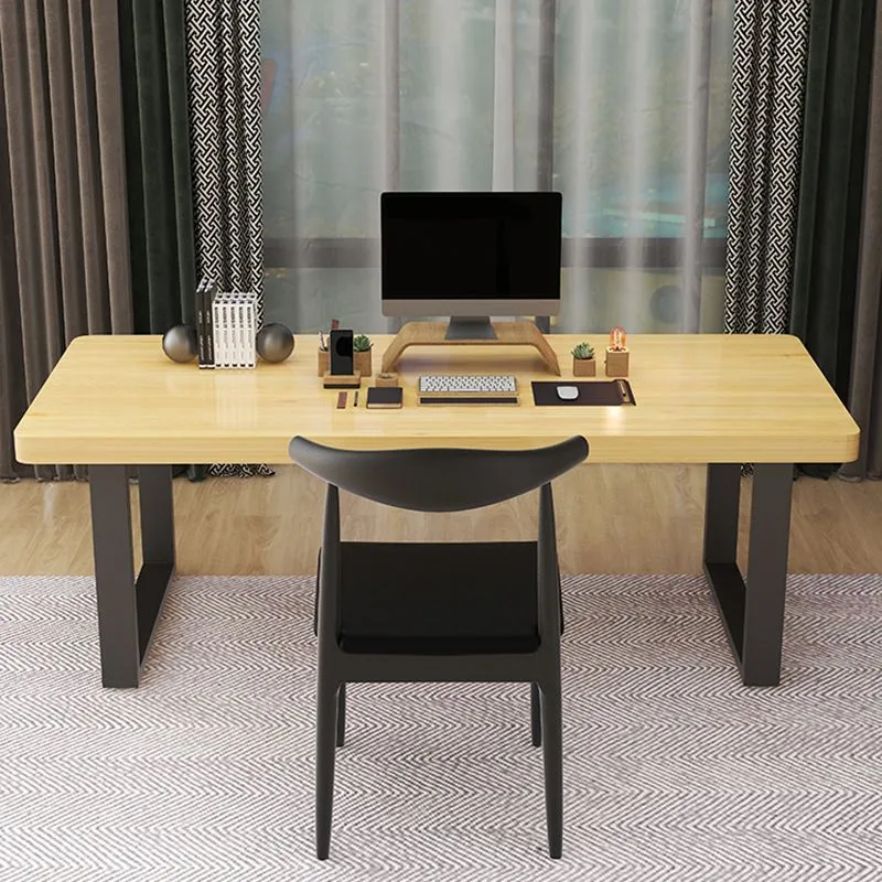 Bureau d'écriture rectangulaire industriel, bureau en bois massif avec base luge Clearhalo