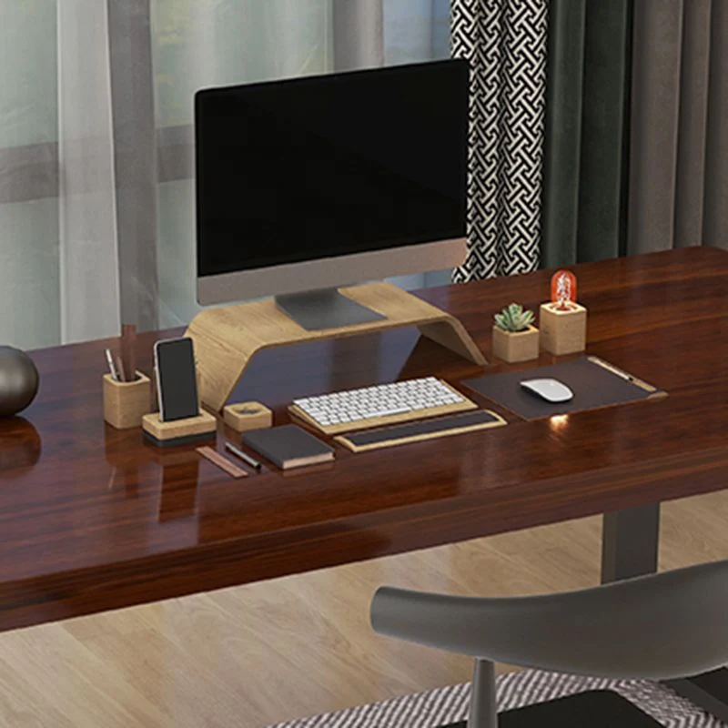 Bureau d'écriture rectangulaire industriel, bureau en bois massif avec base luge Clearhalo