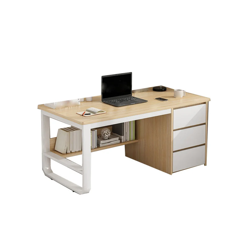 Bureau d'écriture rectangulaire industriel Bureau en bois à 3 tiroirs Clearhalo
