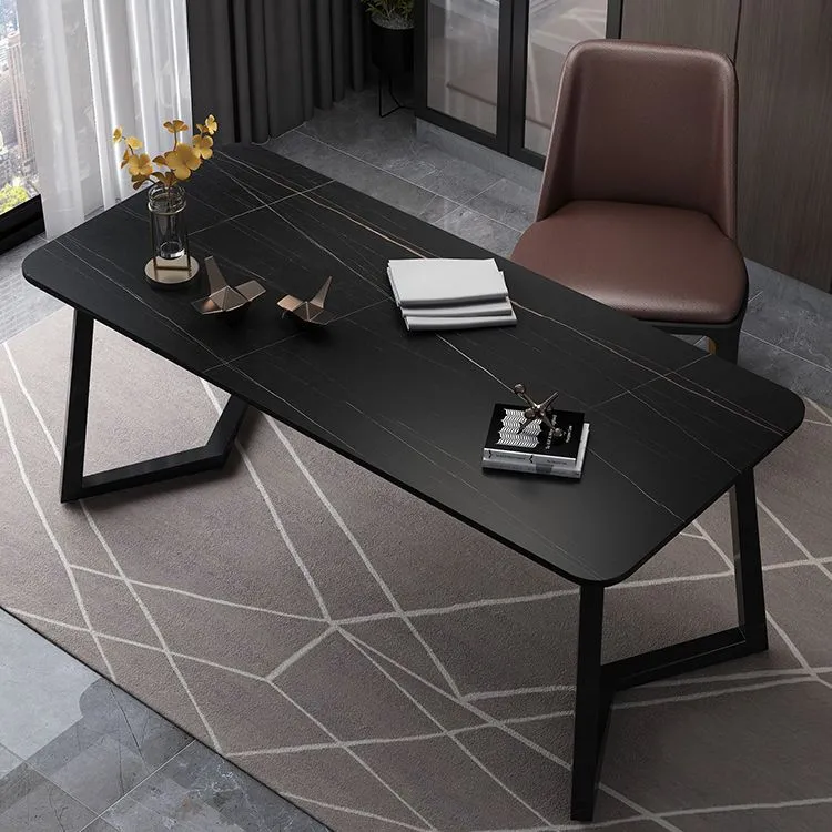 Bureau d'écriture rectangulaire industriel, bureau à domicile avec pieds en métal Clearhalo