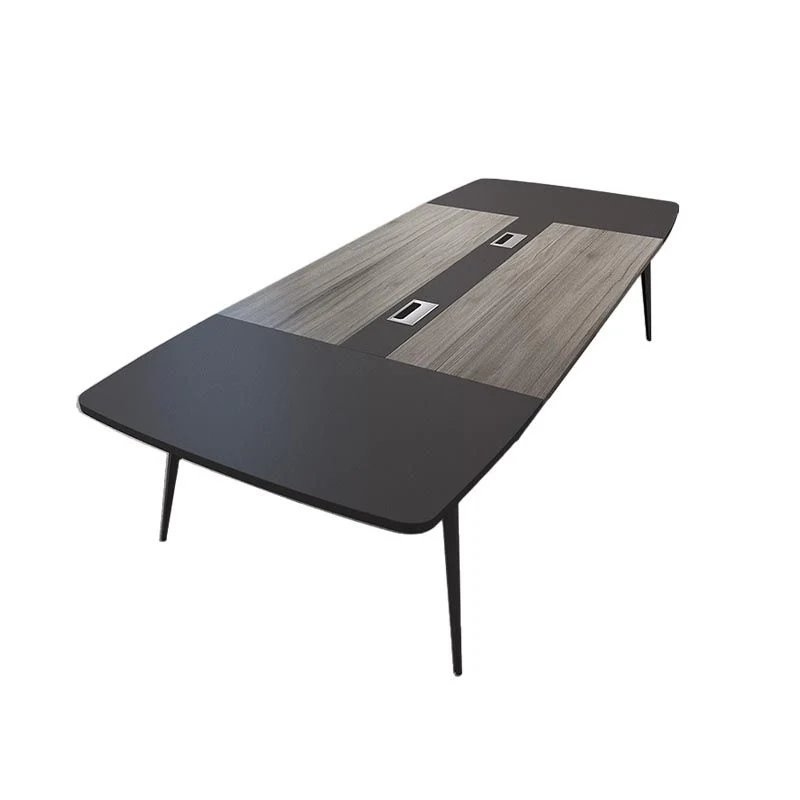 Bureau d'écriture rectangulaire industriel, bureau de gestion des câbles en bois Clearhalo