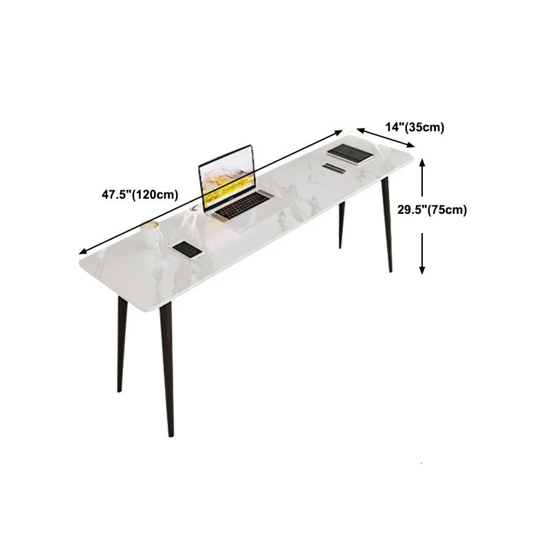 Bureau d'écriture rectangulaire industriel, bureau en pierre avec pieds en métal Clearhalo