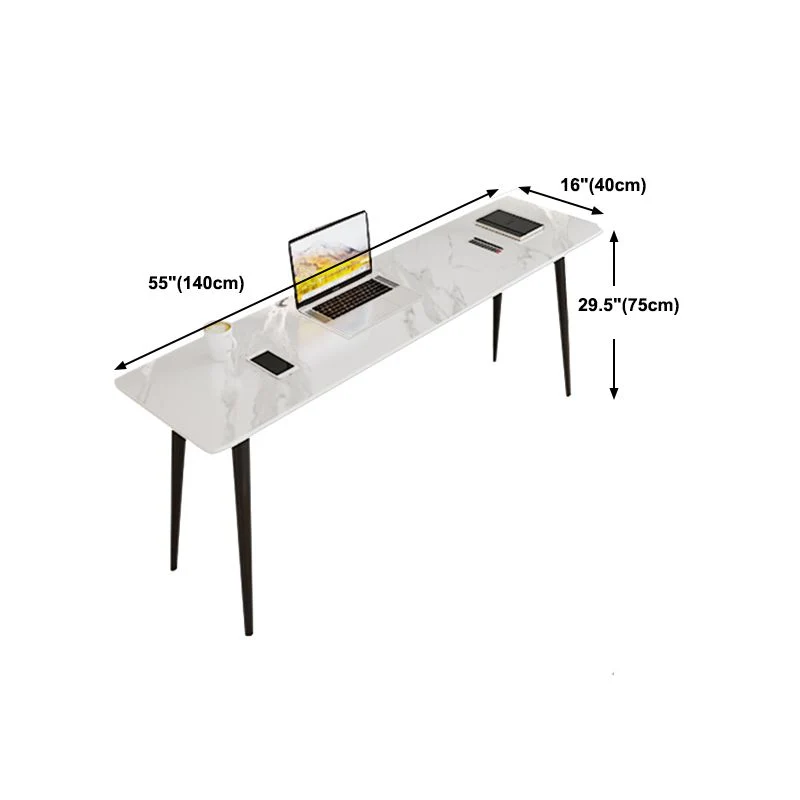 Bureau d'écriture rectangulaire industriel, bureau en pierre avec pieds en métal Clearhalo