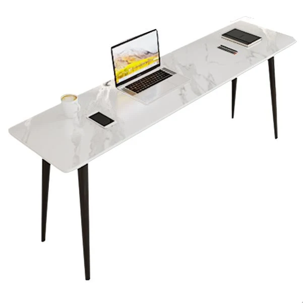 Bureau d'écriture rectangulaire industriel, bureau en pierre avec pieds en métal Clearhalo