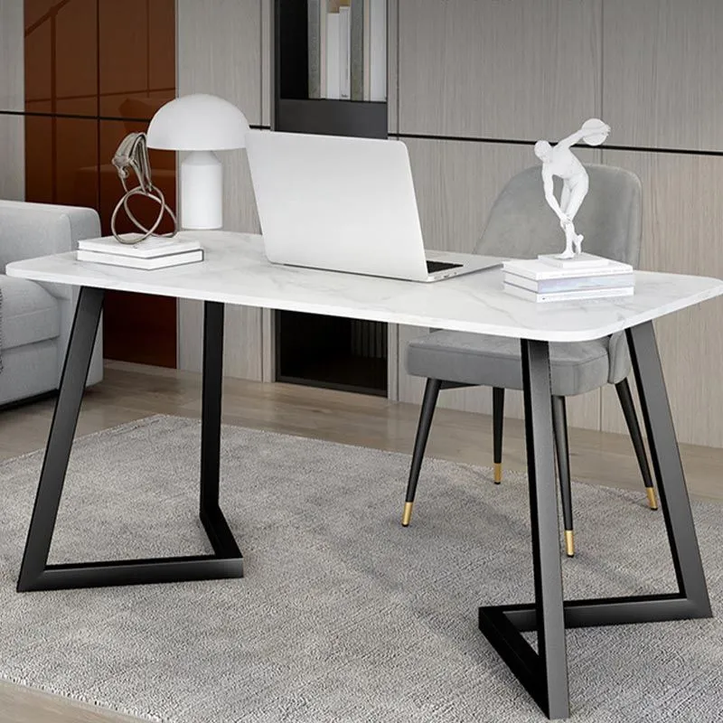 Bureau d'écriture rectangulaire industriel, bureau supérieur en pierre frittée pour la maison Clearhalo
