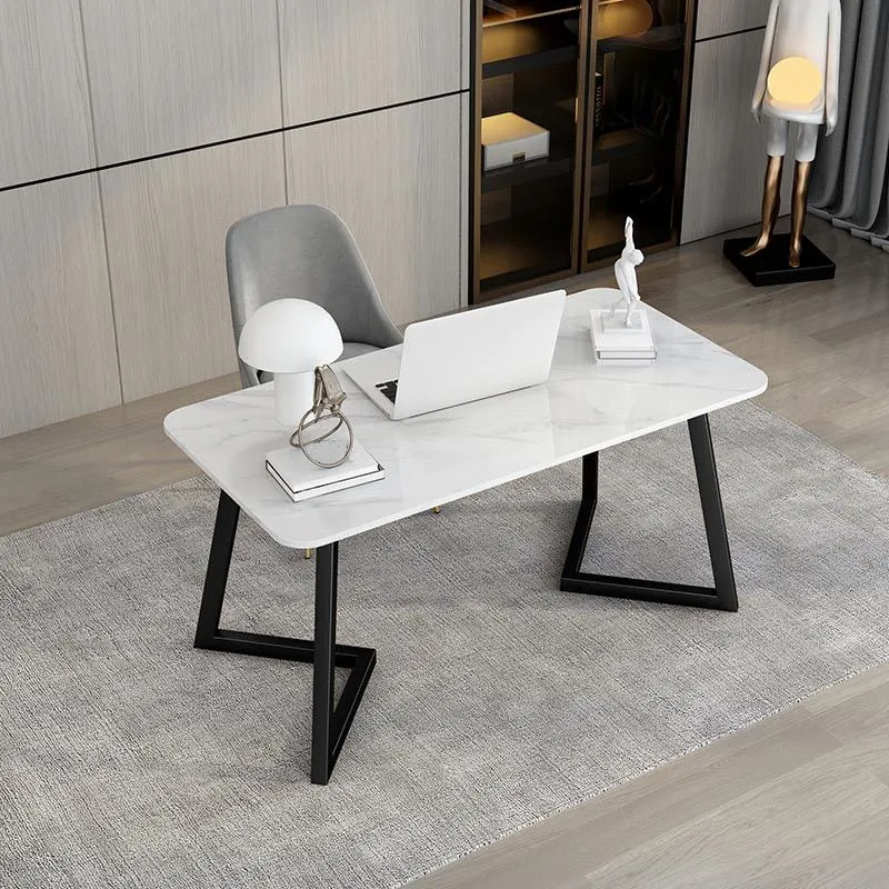 Bureau d'écriture rectangulaire industriel, bureau supérieur en pierre frittée pour la maison Clearhalo