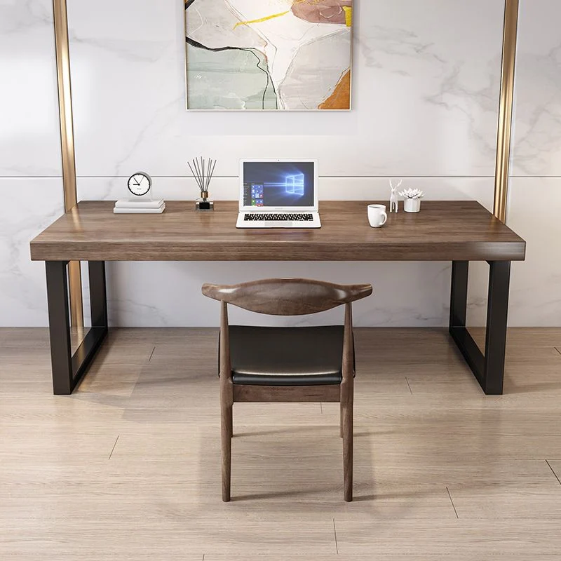 Bureau d'écriture rectangulaire industriel, bureau de traîneau en bois massif Clearhalo