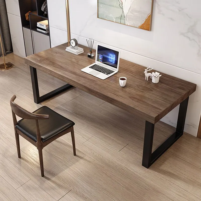 Bureau d'écriture rectangulaire industriel, bureau de traîneau en bois massif Clearhalo