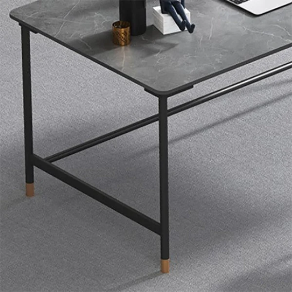 Bureau d'écriture rectangulaire industriel en forme de H, taupe foncé Clearhalo