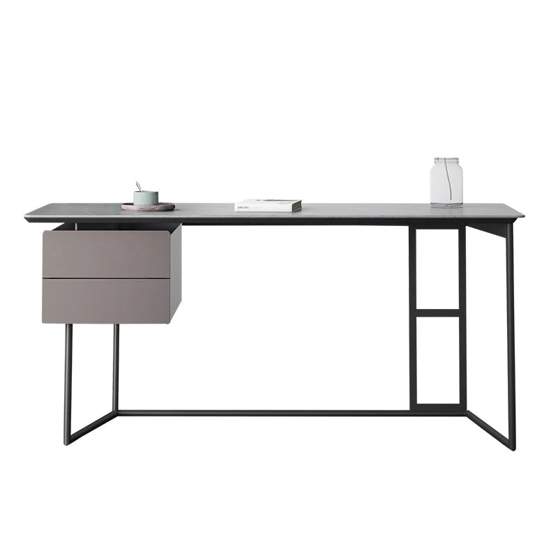 Bureau d'écriture rectangulaire industriel à 2 tiroirs avec base luge Clearhalo