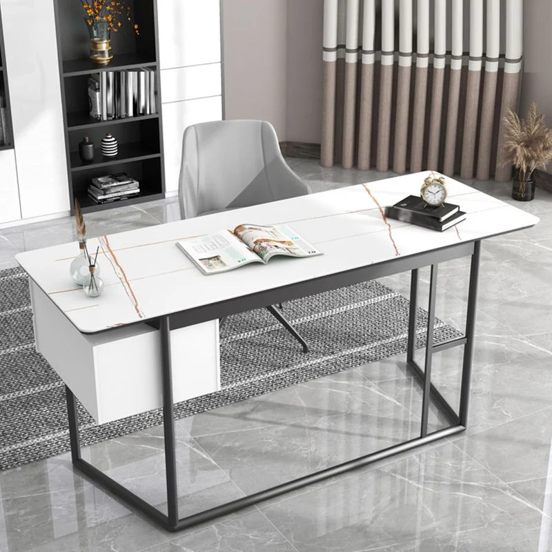 Bureau d'écriture rectangulaire industriel à 2 tiroirs avec base luge Clearhalo