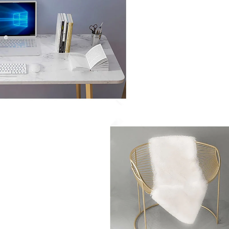 Bureau d'écriture rectangulaire en marbre Glam avec pieds en métal Clearhalo