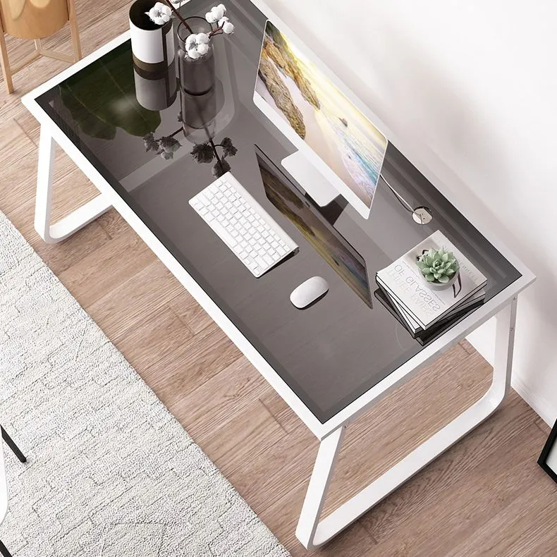 Bureau d'écriture rectangulaire moderne de 28,54 po de hauteur avec plateau en verre Clearhalo