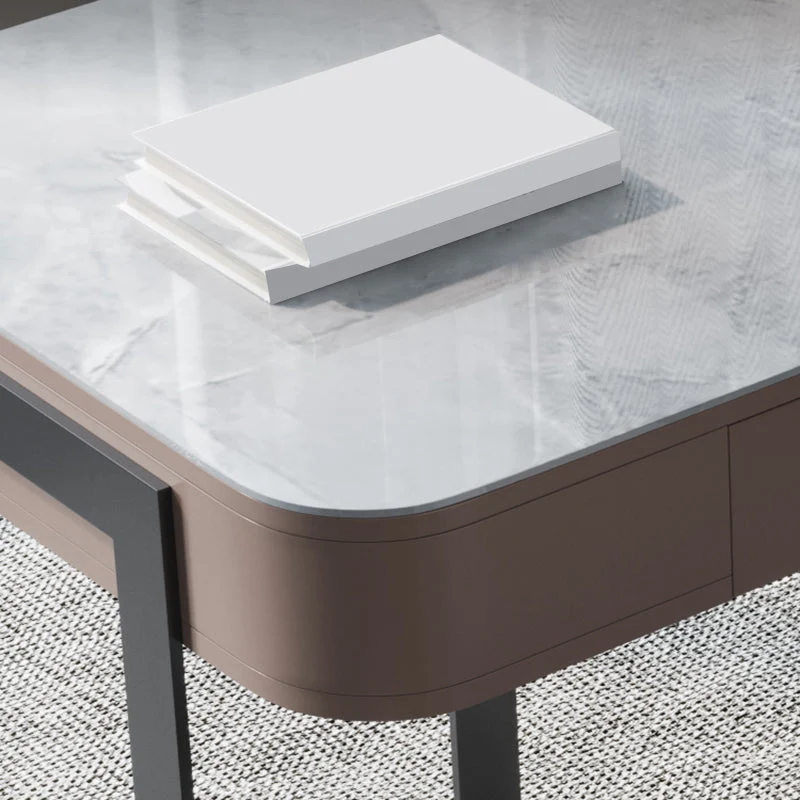 Bureau d'écriture rectangulaire moderne avec plateau en ardoise, avec 2 tiroirs, pour la maison Clearhalo