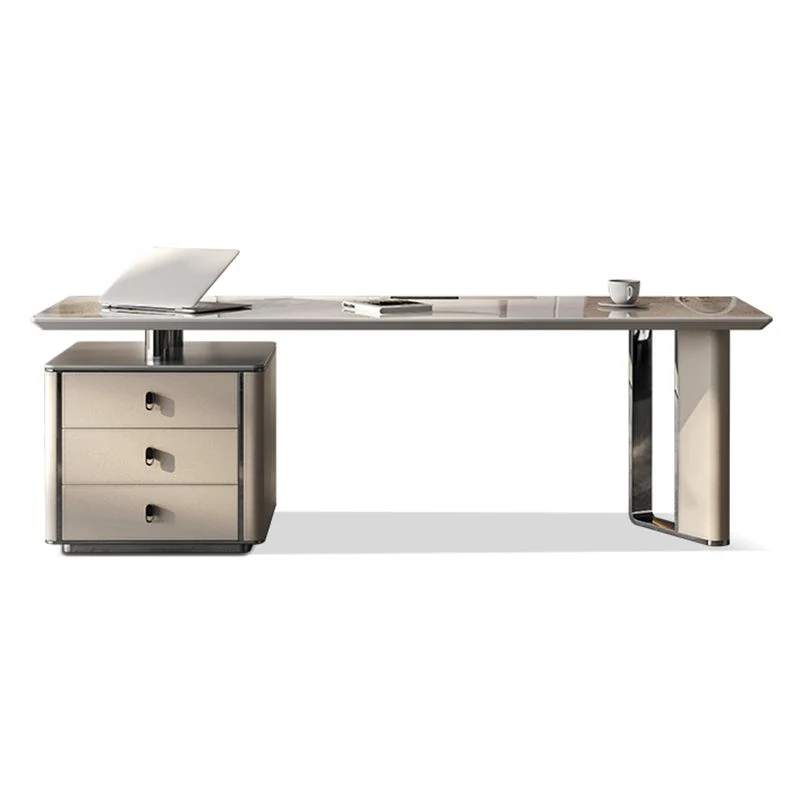 Bureau d'écriture rectangulaire moderne avec plateau en ardoise Glam avec 3 tiroirs Clearhalo