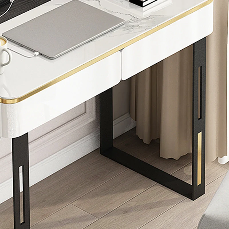Bureau d'écriture rectangulaire moderne avec plateau en ardoise, avec base traîneau, pour la maison Clearhalo