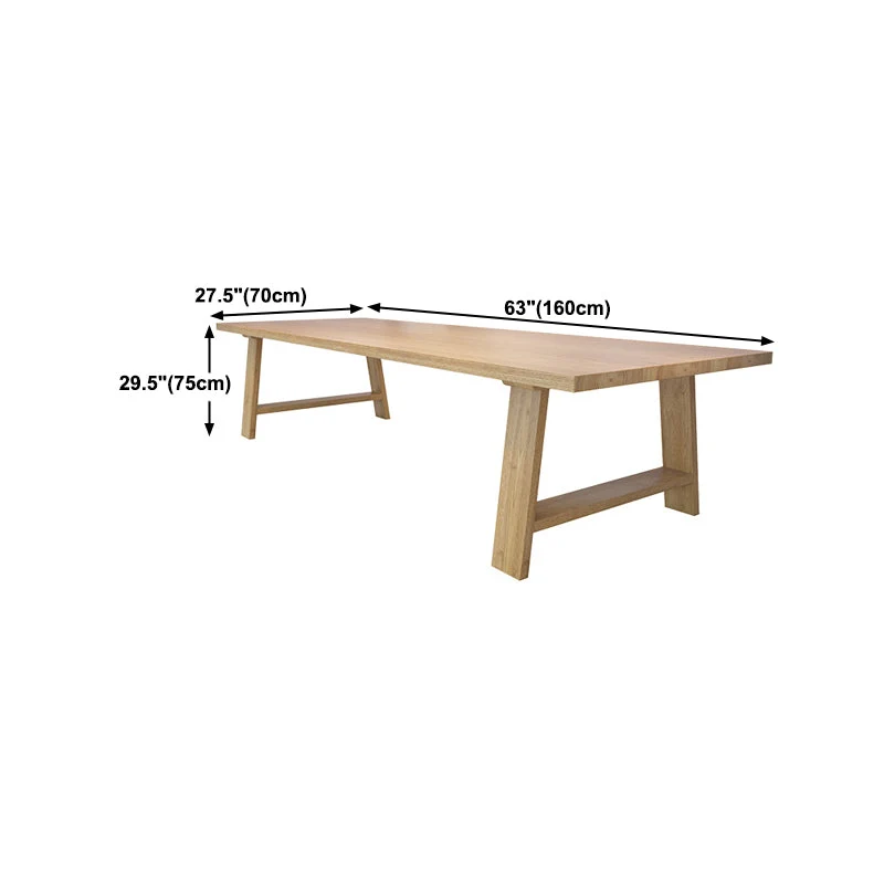 Bureau d'écriture rectangulaire moderne en bois massif, marron Clearhalo
