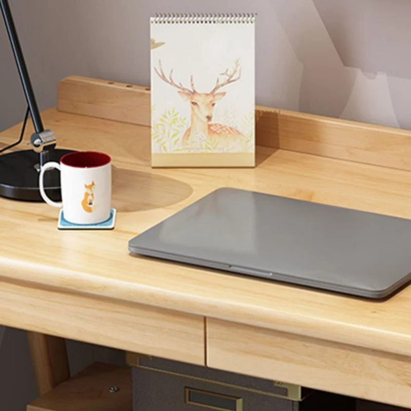 Bureau d'écriture rectangulaire moderne en bois massif avec tiroir Clearhalo