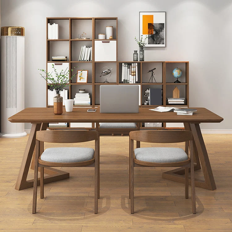 Bureau d'écriture rectangulaire moderne en bois massif, bureau à base de traîneau de 29,53 po de hauteur Clearhalo