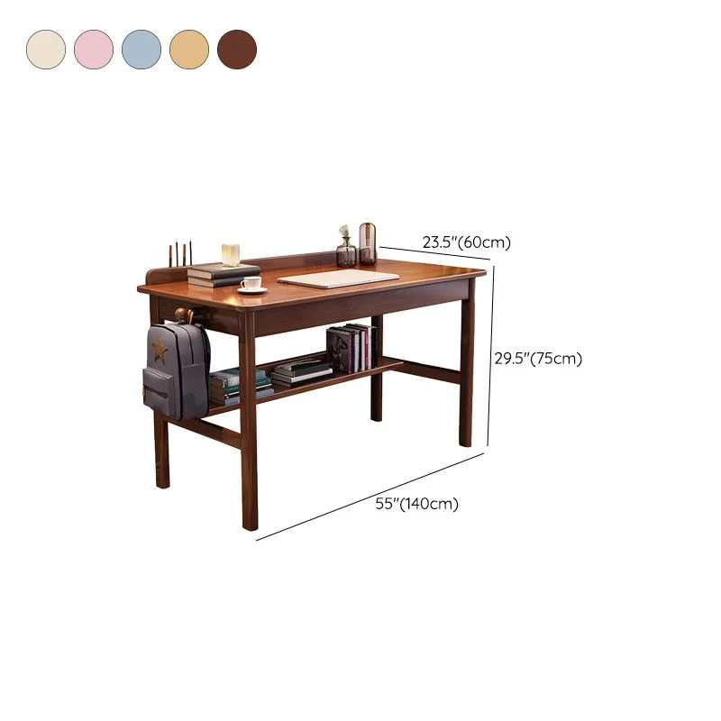 Bureau d'écriture rectangulaire moderne en bois massif, 2 tiroirs, 29,53 pouces de hauteur Clearhalo