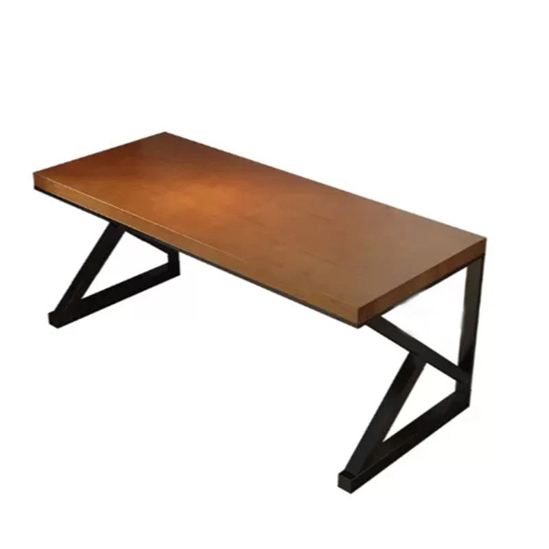 Bureau d'écriture rectangulaire moderne en bois massif, base traîneau, hauteur de 29,53 pouces Clearhalo