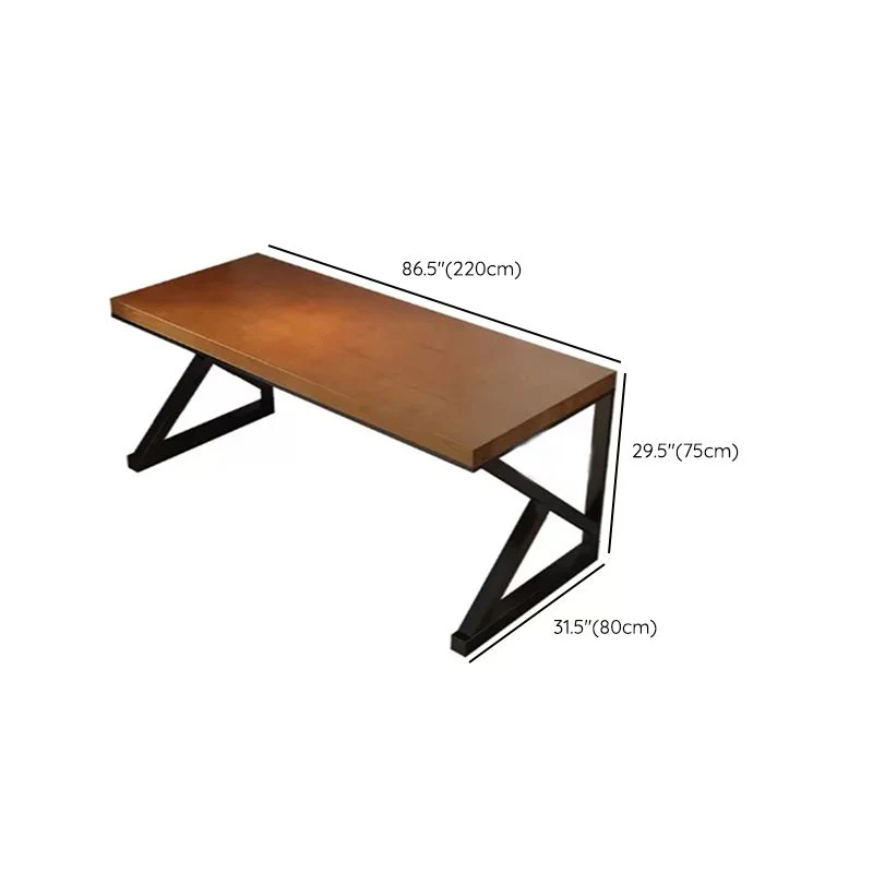 Bureau d'écriture rectangulaire moderne en bois massif, base traîneau, hauteur de 29,53 pouces Clearhalo