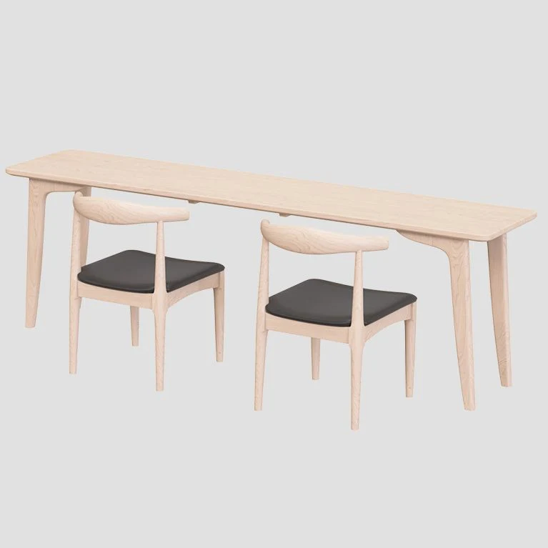 Bureau d'écriture rectangulaire moderne en bois massif, 4 pieds, pour la maison Clearhalo