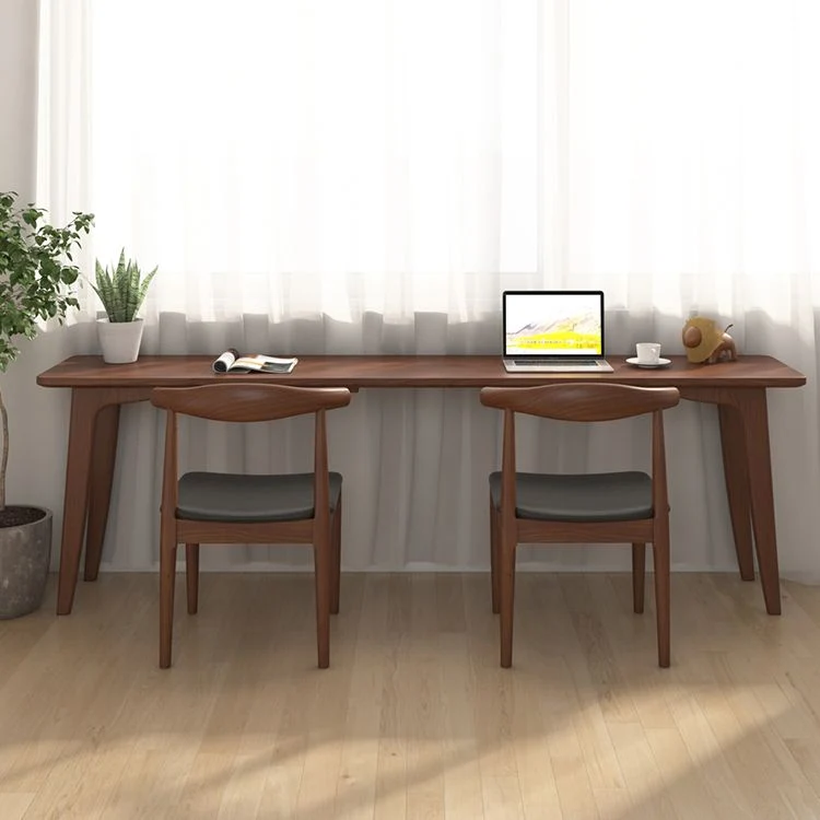 Bureau d'écriture rectangulaire moderne en bois massif, 4 pieds, pour la maison Clearhalo
