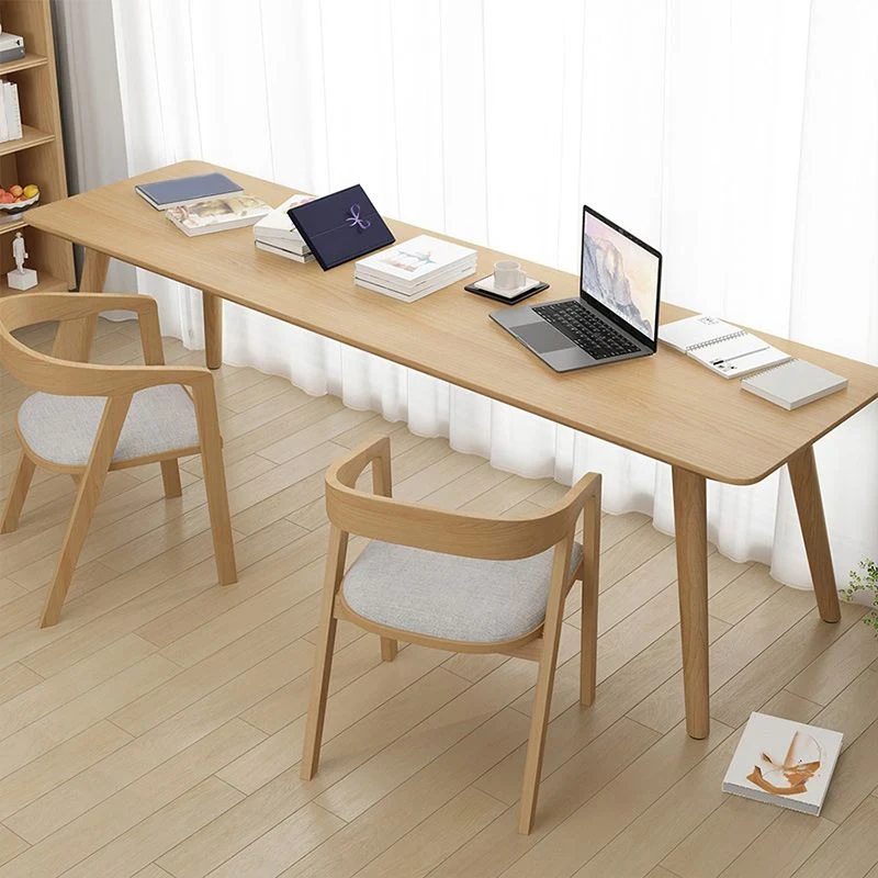 Bureau d'écriture rectangulaire moderne, bureau en bois massif avec 4 pieds Clearhalo