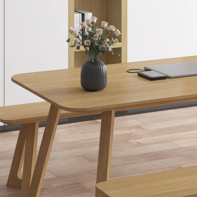 Bureau d'écriture rectangulaire moderne, bureau en bois massif pour la maison Clearhalo