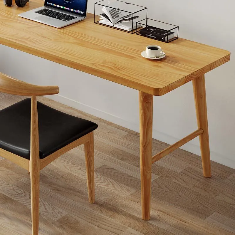 Bureau d'écriture rectangulaire moderne, bureau en bois à usage domestique avec base en forme de H Clearhalo