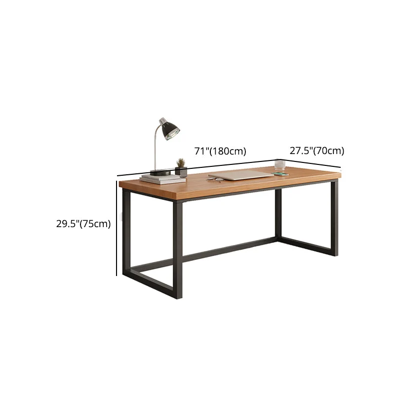 Bureau d'écriture rectangulaire moderne, bureau en bois massif avec base en métal Clearhalo