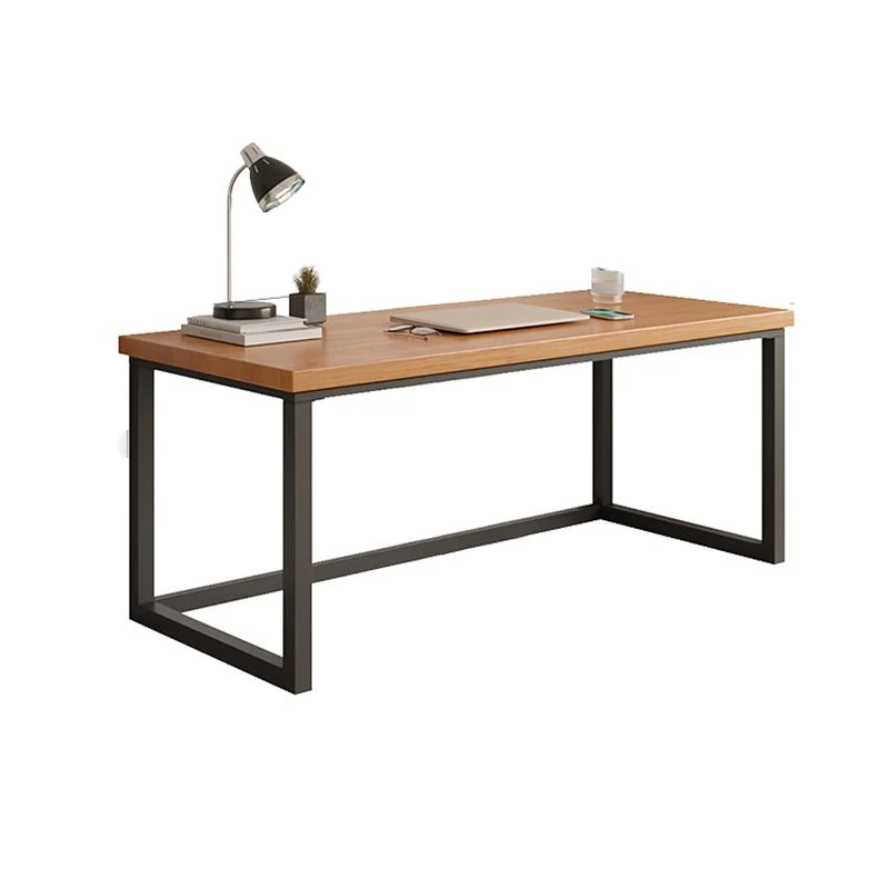 Bureau d'écriture rectangulaire moderne, bureau en bois massif avec base en métal Clearhalo