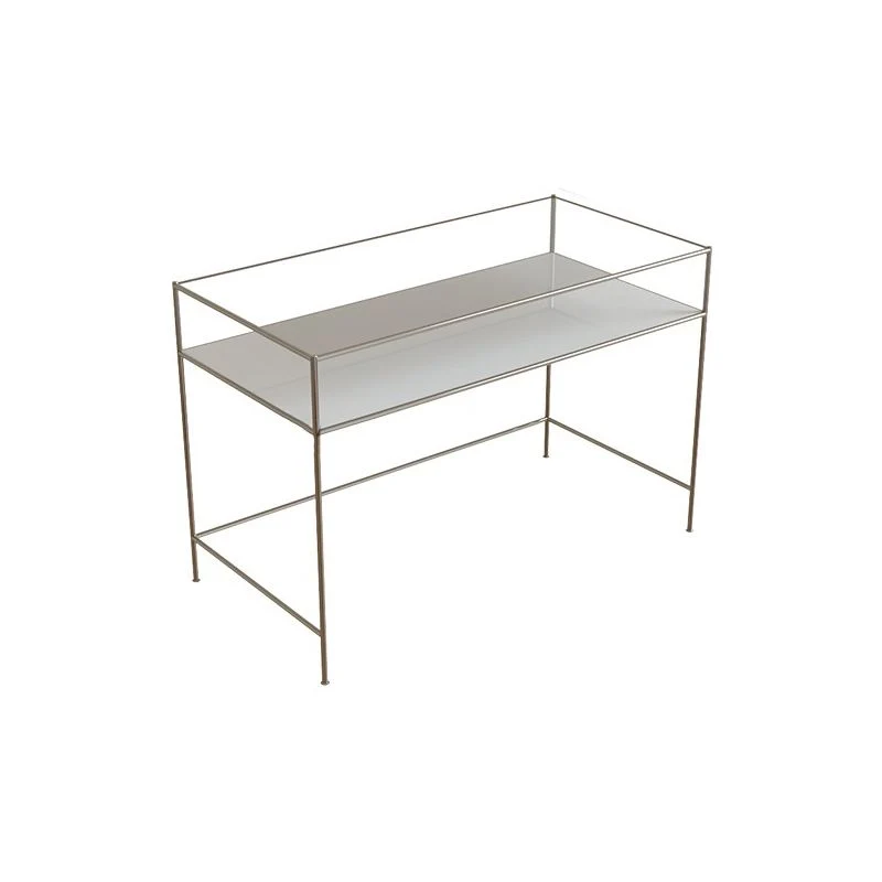 Bureau d'écriture rectangulaire moderne, bureau chromé de 31,5 pouces de haut avec base en H Clearhalo