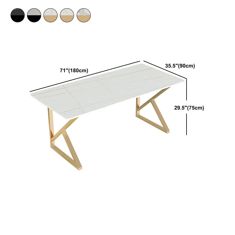 Bureau d'écriture rectangulaire moderne, bureau à domicile avec pieds en métal Clearhalo