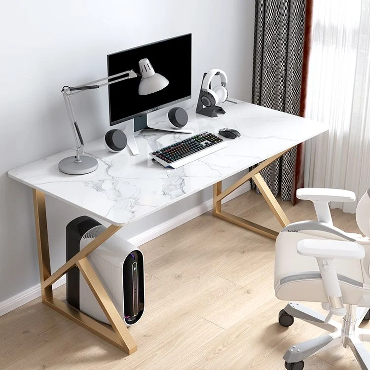 Bureau d'écriture rectangulaire moderne, bureau à domicile avec pieds en métal Clearhalo