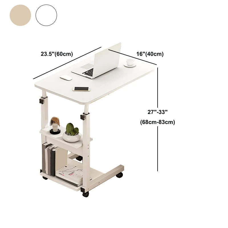 Bureau d'écriture rectangulaire moderne, bureau réglable en bois avec roulettes Clearhalo