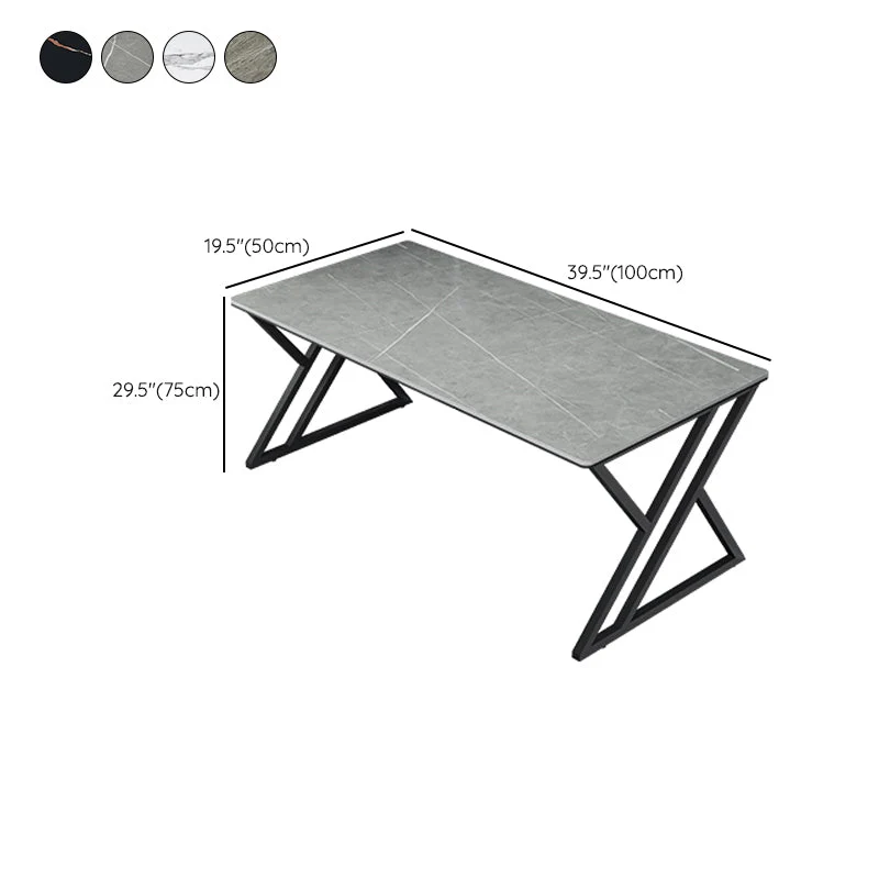 Bureau d'écriture rectangulaire moderne en pierre, bureau à domicile avec pieds en métal Clearhalo