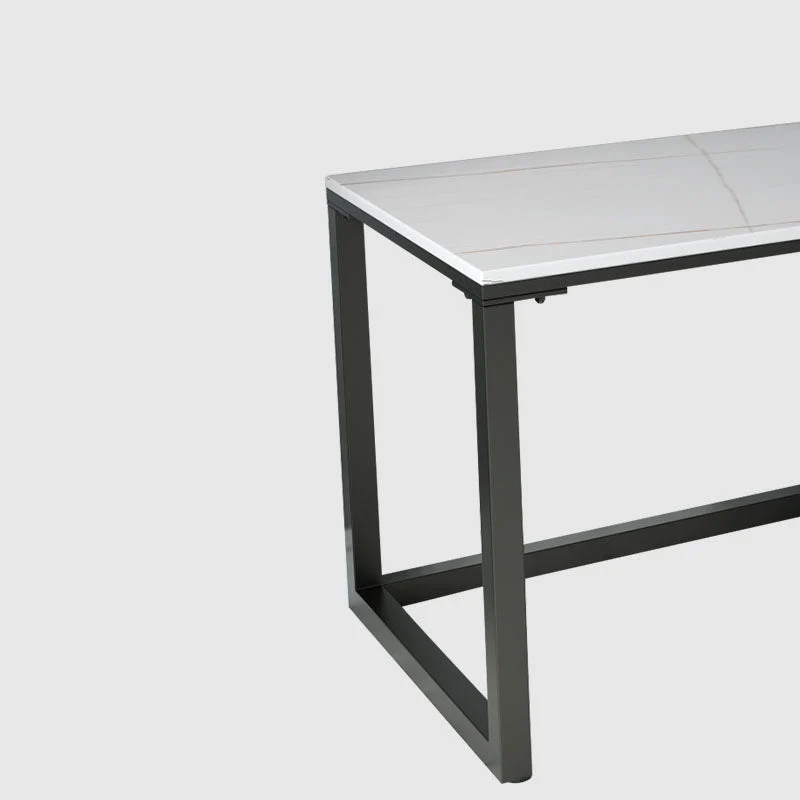 Bureau d'écriture rectangulaire moderne en pierre frittée, bureau en forme de H pour la maison Clearhalo