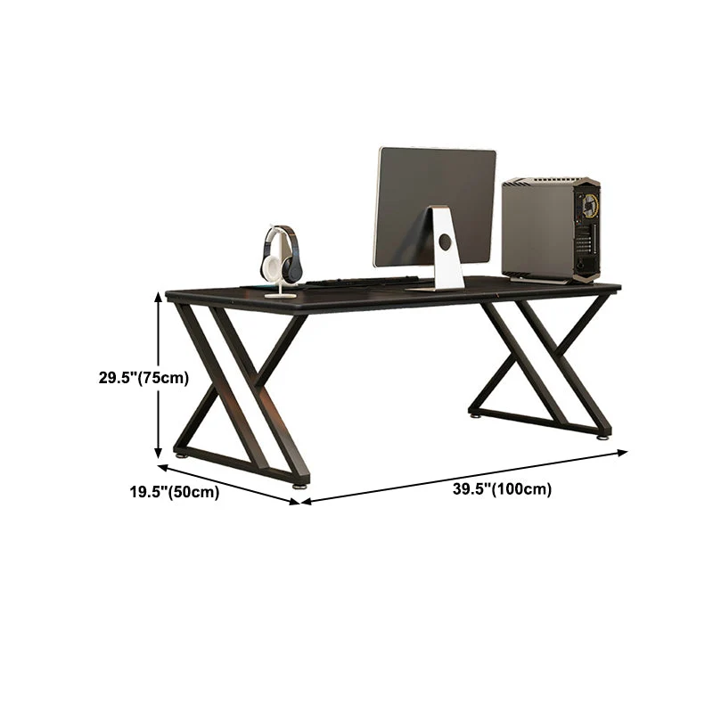 Bureau d'écriture rectangulaire noir, bureau de chambre à coucher avec pieds en métal Clearhalo