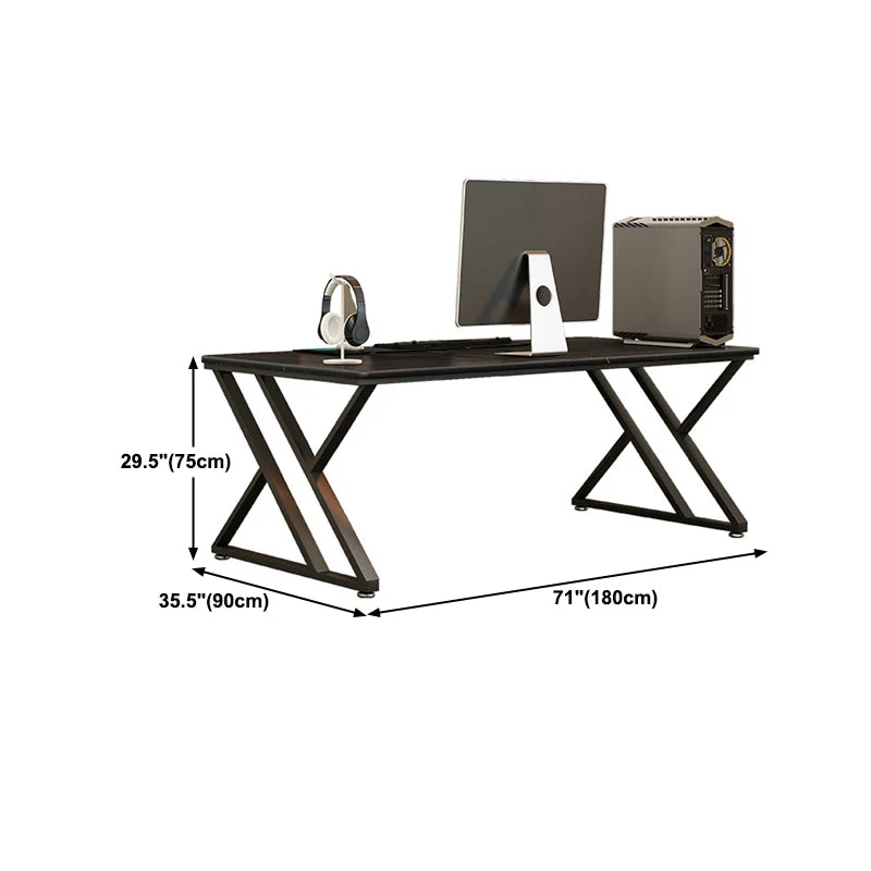 Bureau d'écriture rectangulaire noir, bureau de chambre à coucher avec pieds en métal Clearhalo