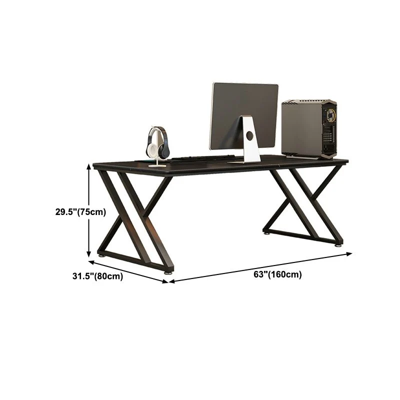 Bureau d'écriture rectangulaire noir, bureau de chambre à coucher avec pieds en métal Clearhalo