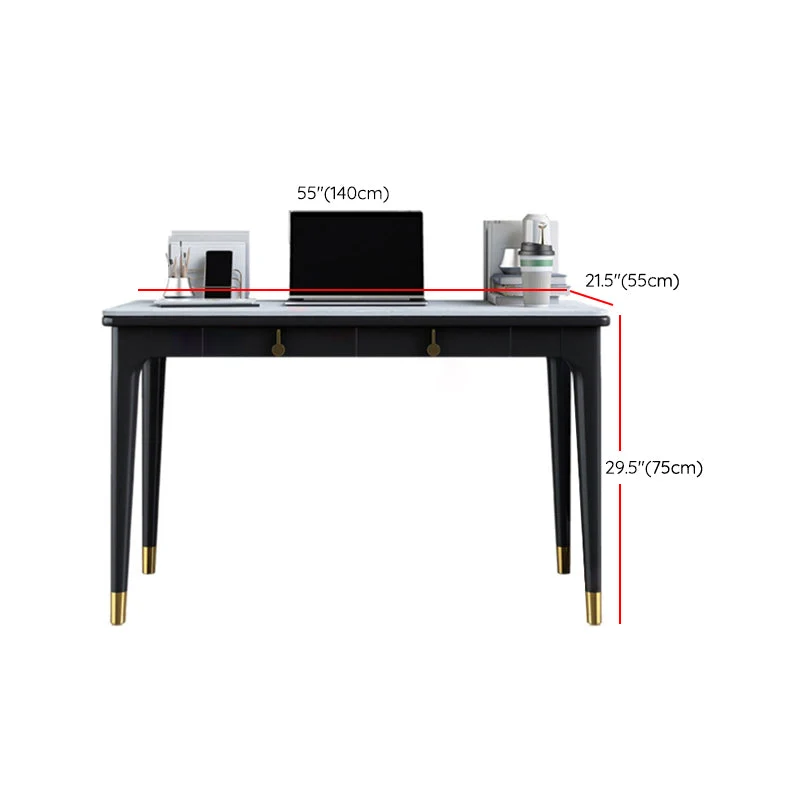 Bureau d'écriture rectangulaire noir Glam Stone pour bureau Clearhalo