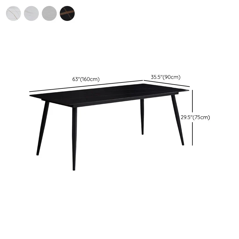 Bureau d'écriture rectangulaire en pierre Bureau de bureau moderne noir de 29,53 pouces de haut Clearhalo