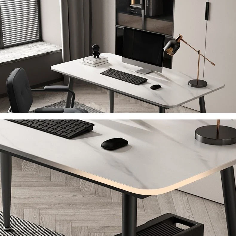 Bureau d'écriture rectangulaire en pierre, bureau de chambre à coucher avec pieds en métal Clearhalo