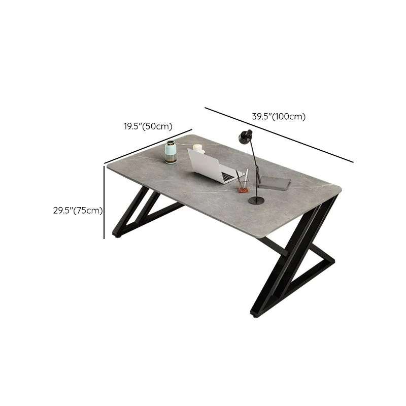 Bureau d'écriture rectangulaire en pierre Bureau industriel de 29,53 po de haut avec base luge Clearhalo