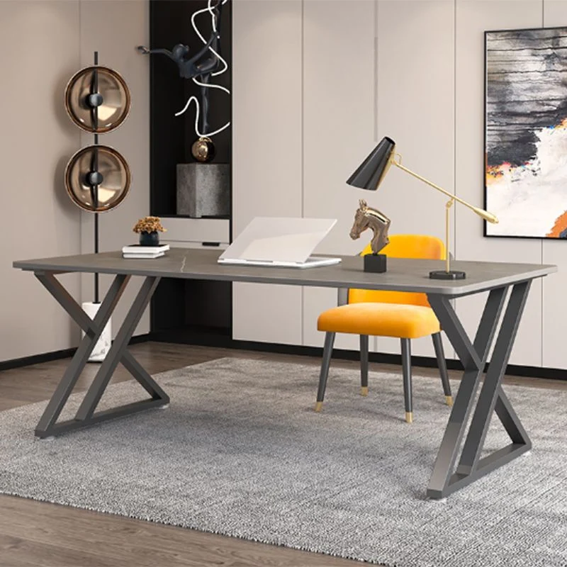 Bureau d'écriture rectangulaire en pierre Bureau industriel de 29,53 po de haut avec base luge Clearhalo