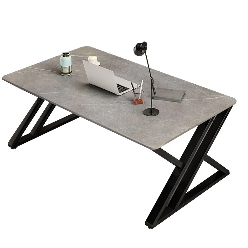 Bureau d'écriture rectangulaire en pierre Bureau industriel de 29,53 po de haut avec base luge Clearhalo